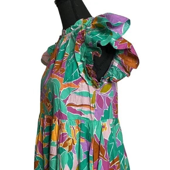 HOUSE OF HARLOW 1960 Tropical Print Ruffled Dress - Picture 4 of 9
